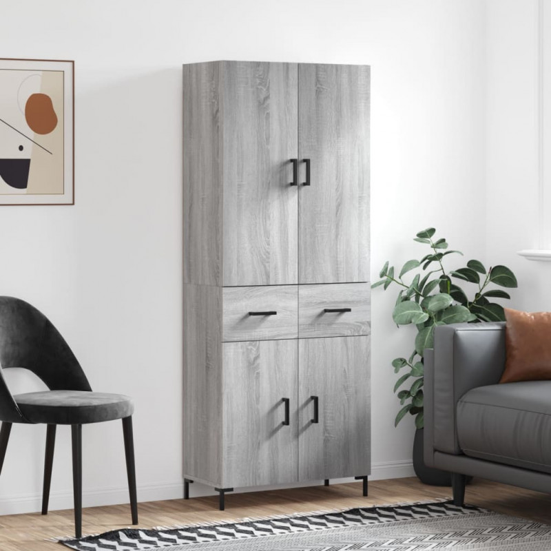 Highboard Grau Sonoma 69,5x34x180 cm Holzwerkstoff