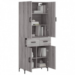 Highboard Grau Sonoma 69,5x34x180 cm Holzwerkstoff