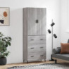 Highboard Grau Sonoma 69,5x34x180 cm Holzwerkstoff