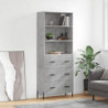 Highboard Betongrau 69,5x34x180 cm Holzwerkstoff