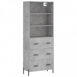 Highboard Betongrau 69,5x34x180 cm Holzwerkstoff