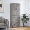 Highboard Grau Sonoma 69,5x34x180 cm Holzwerkstoff