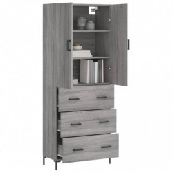 Highboard Grau Sonoma 69,5x34x180 cm Holzwerkstoff