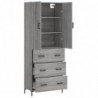 Highboard Grau Sonoma 69,5x34x180 cm Holzwerkstoff