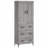 Highboard Grau Sonoma 69,5x34x180 cm Holzwerkstoff