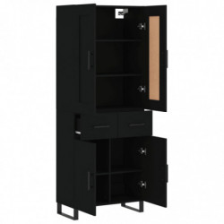 Highboard Schwarz 69,5x34x180 cm Holzwerkstoff