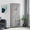 Highboard Grau Sonoma 69,5x34x180 cm Holzwerkstoff