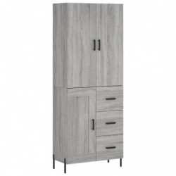 Highboard Grau Sonoma 69,5x34x180 cm Holzwerkstoff