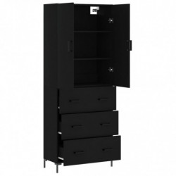 Highboard Schwarz 69,5x34x180 cm Holzwerkstoff