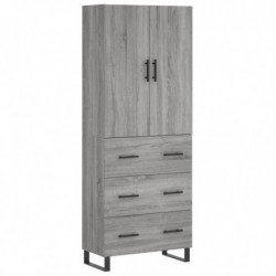 Highboard Grau Sonoma 69,5x34x180 cm Holzwerkstoff