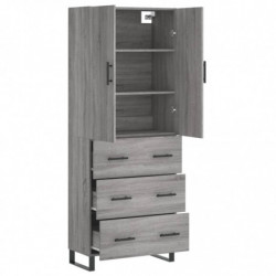 Highboard Grau Sonoma 69,5x34x180 cm Holzwerkstoff