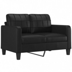 2-Sitzer-Sofa mit Zierkissen Schwarz 120 cm Kunstleder