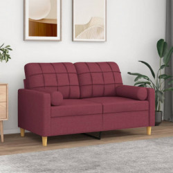 2-Sitzer-Sofa mit Zierkissen Weinrot 120 cm Stoff