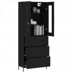 Highboard Schwarz 69,5x34x180 cm Holzwerkstoff