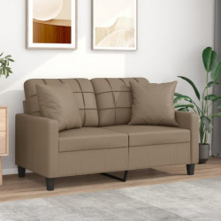 2-Sitzer-Sofa mit Zierkissen Cappuccino-Braun 120 cm Kunstleder