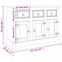 Sideboard Corona Honigbraun 112x43x78 cm Massivholz Kiefer