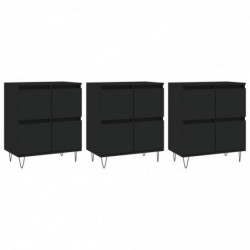 Sideboards 3 Stk. Schwarz Holzwerkstoff