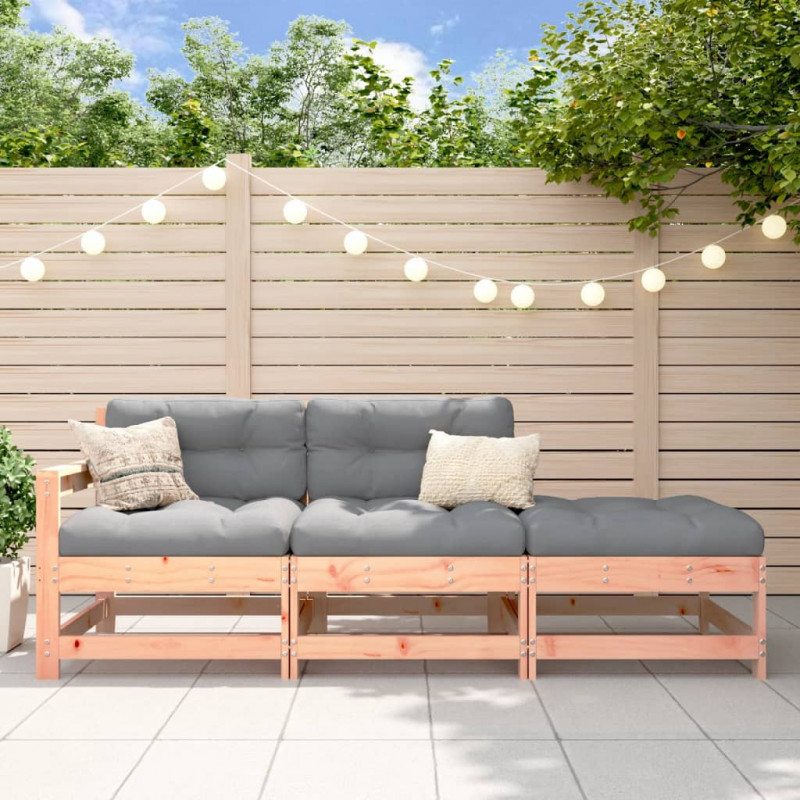 3-tlg. Garten-Lounge-Set mit Kissen Massivholz Douglasie