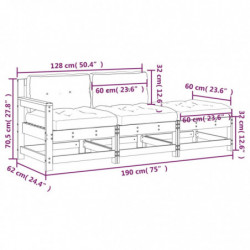 3-tlg. Garten-Lounge-Set mit Kissen Massivholz Douglasie