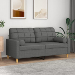 2-Sitzer-Sofa mit Zierkissen Dunkelgrau 140 cm Stoff