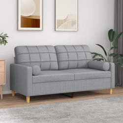 2-Sitzer-Sofa mit Zierkissen Hellgrau 140 cm Stoff