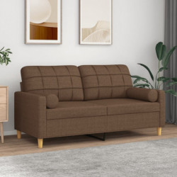 2-Sitzer-Sofa mit Zierkissen Braun 140 cm Stoff