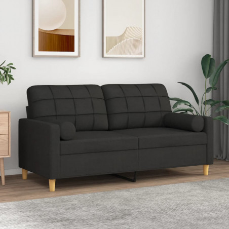 2-Sitzer-Sofa mit Zierkissen Schwarz 140 cm Stoff