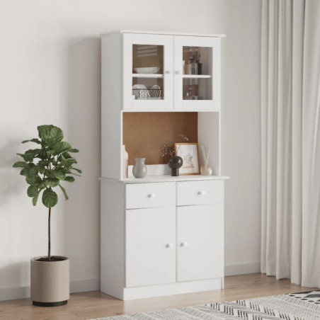 Highboard ALTA Weiß 77x35x165 cm Massivholz Kiefer