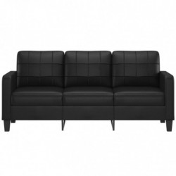 3-Sitzer-Sofa Schwarz 180 cm Kunstleder