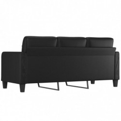 3-Sitzer-Sofa Schwarz 180 cm Kunstleder