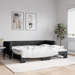 Tagesbett Ausziehbar Schwarz 80x200 cm Stoff