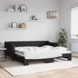 Tagesbett Ausziehbar Schwarz 90x190 cm Stoff