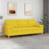 3-Sitzer-Sofa mit Zierkissen Hellgelb 180 cm Stoff