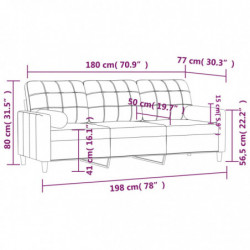 3-Sitzer-Sofa mit Zierkissen Hellgelb 180 cm Stoff