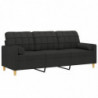 3-Sitzer-Sofa mit Zierkissen Schwarz 180 cm Stoff