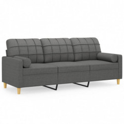 3-Sitzer-Sofa mit Zierkissen Dunkelgrau 180 cm Stoff