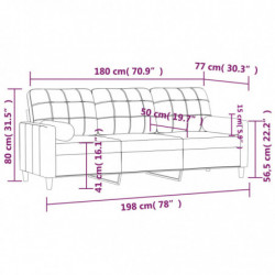 3-Sitzer-Sofa mit Zierkissen Dunkelgrau 180 cm Stoff