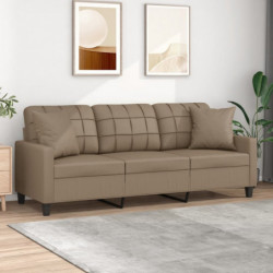 3-Sitzer-Sofa mit Zierkissen Cappuccino-Braun 180 cm Kunstleder