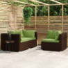 3-tlg. Garten-Lounge-Set mit Kissen Braun Poly Rattan