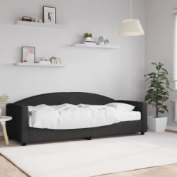 Tagesbett mit Matratze Schwarz 80x200 cm Stoff