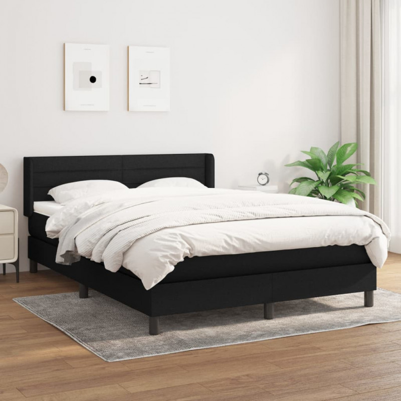 Boxspringbett mit Matratze Schwarz 140x200 cm Stoff