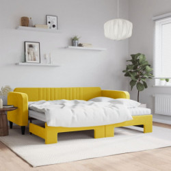 Tagesbett Ausziehbar mit Matratzen Gelb 90x200 cm Samt
