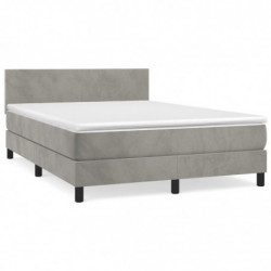 Boxspringbett mit Matratze Hellgrau 140x190 cm Samt