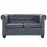 Chesterfield-Sofa 2-Sitzer Kunstwildleder Grau