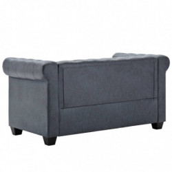 Chesterfield-Sofa 2-Sitzer Kunstwildleder Grau