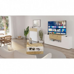 FMD TV-Schrank 182x33x70,2 cm Weiß und Artisan-Eiche