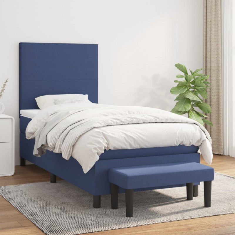 Boxspringbett mit Matratze Blau 80x200 cm Stoff