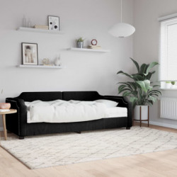 Tagesbett mit Matratze Schwarz 100x200 cm Stoff