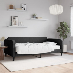 Tagesbett mit Matratze Schwarz 100x200 cm Stoff