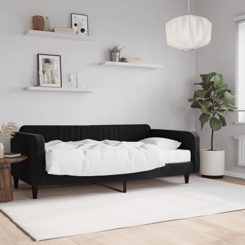 Tagesbett mit Matratze Schwarz 100x200 cm Samt